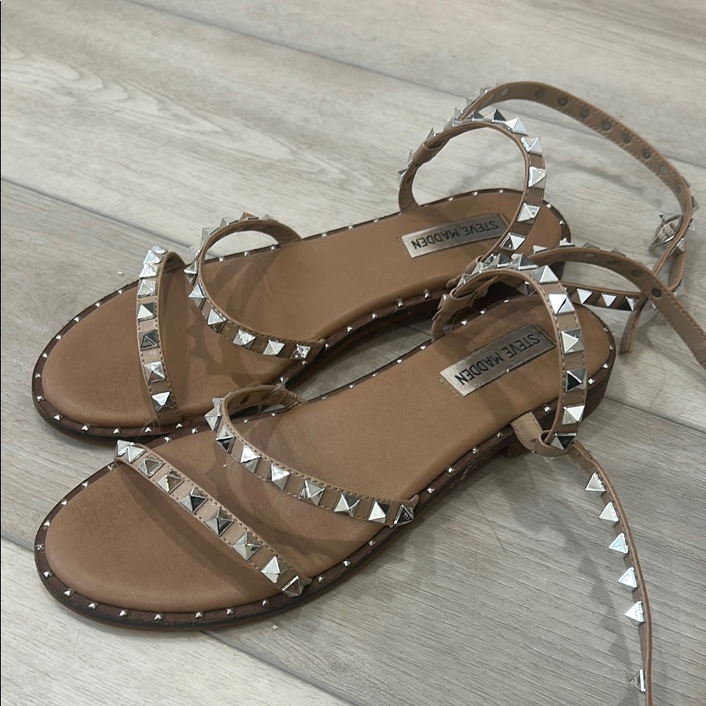 Steve Madden Tan Studded Sandals - Picture 4 of 5